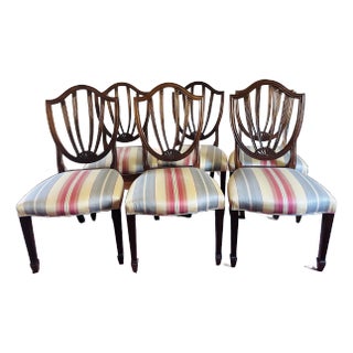 Baker Historic Charleston Hepplewhite Style Mahogany Shield Back Dining Chairs, Set of Six For Sale