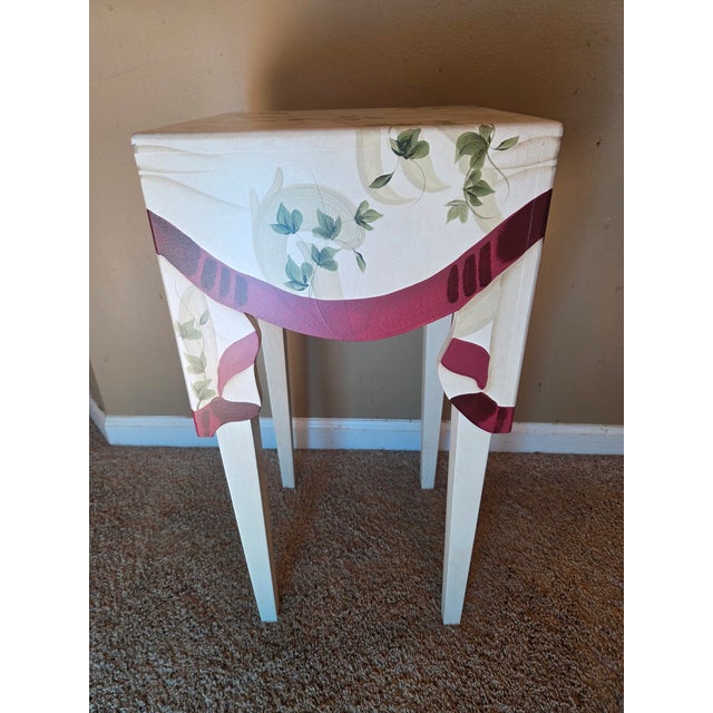 Wood Trompe L’oeil Faux Draped Wood Side Table For Sale - Image 7 of 11