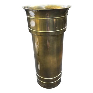 Mid 20th Century William Doezema for Mastercraft Attributed Brass Pedestal Jardiniere For Sale