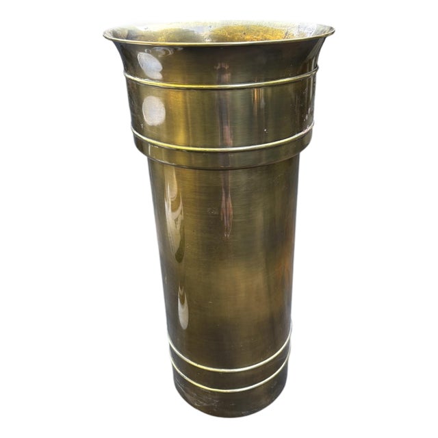 Mid 20th Century William Doezema for Mastercraft Attributed Brass Pedestal Jardiniere For Sale