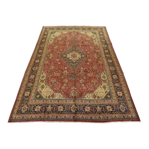 Tabriz Rug 8'7'' X 11'4' Red Wool Semi-Antique Hand-Knotted Carpet