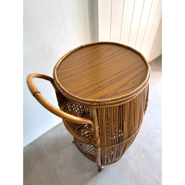 Original, vintage italian bamboo/rotting bar wagon, hand crafted in the eaarly 1970s. This Model is called "Bar Sport" The...