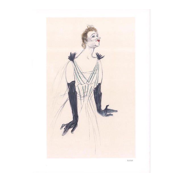 1966 Henri De Toulouse-Lautrec 'Portrait d'Yvette Guilbert' Art Nouveau Neutral France Lithograph For Sale