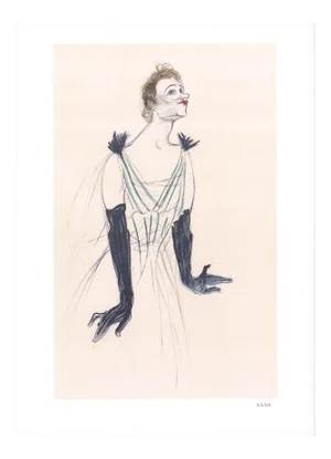 1966 Henri De Toulouse-Lautrec 'Portrait d'Yvette Guilbert' Art Nouveau Neutral France Lithograph