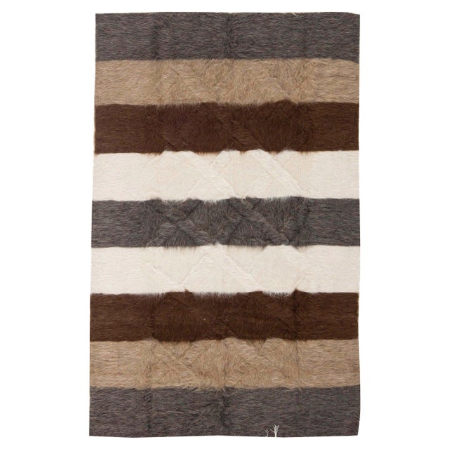 Taurus Collection Modern Striped Goat Hair Rug by Doris Leslie Blau For Sale