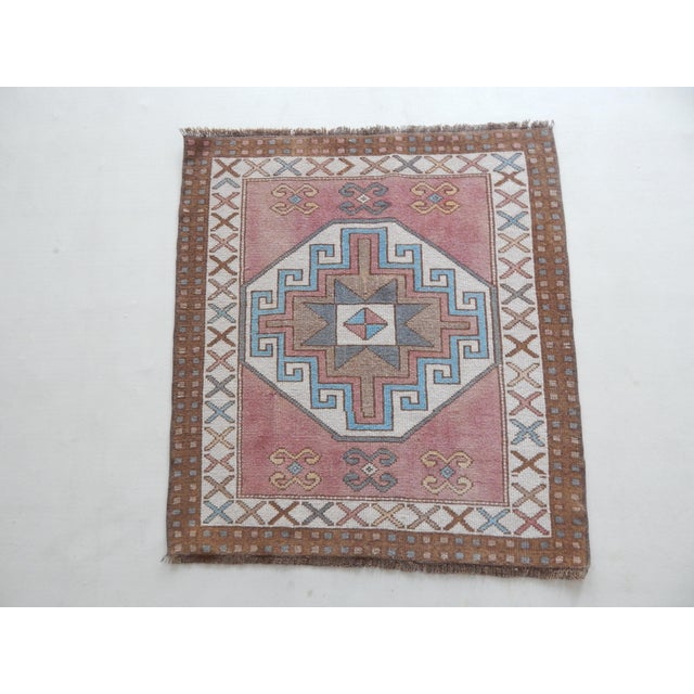 Vintage Low Pile Turkish Yastik Petite Rug Hand Knotted Faded Runner 3
