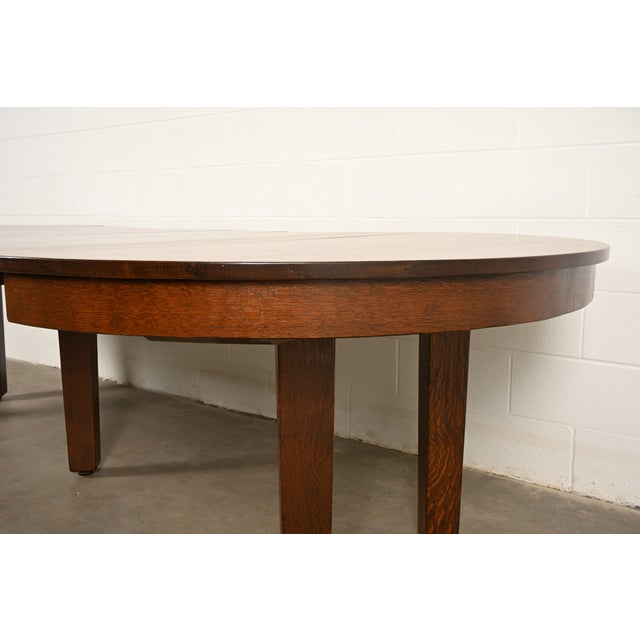 L. & J. G. Stickley Antique Mission Oak Arts & Crafts Extension Dining Table | Newly Refinished For Sale - Image 14 of 17