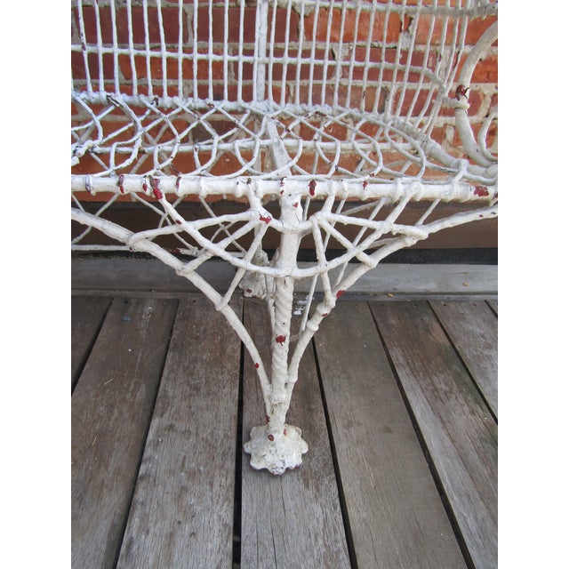 Rare English Gothic Regency Wirework and Wrought Iron Garden Bench 1820s For Sale - Image 10 of 13