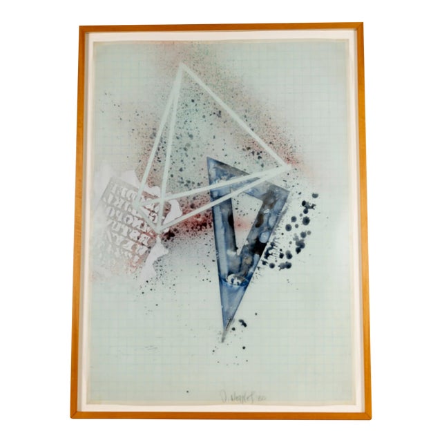 1980s Geometric Mixed-Media Painting on Mylar For Sale