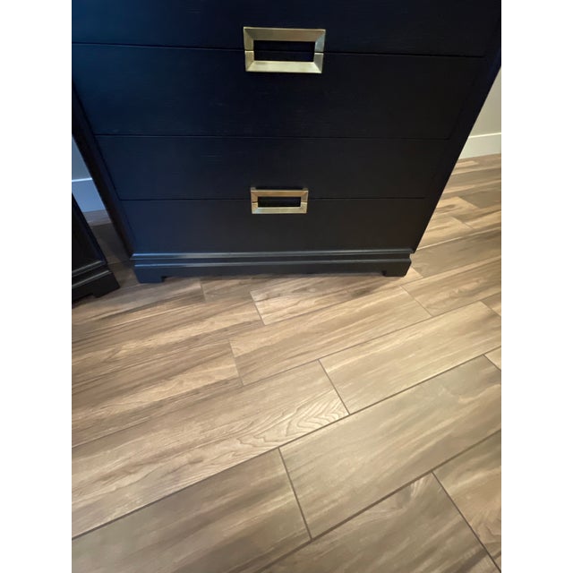 Metal Frankl Mont Deco Inspired Set of Mid Century Chests of Drawers Black Brass Accents For Sale - Image 7 of 17