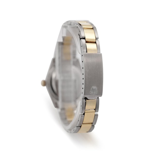 1970s Vintage Rolex Oyster Perpetual 6551 Two Tone 18k Gold Champagne Dial 31mm Watch For Sale - Image 5 of 9