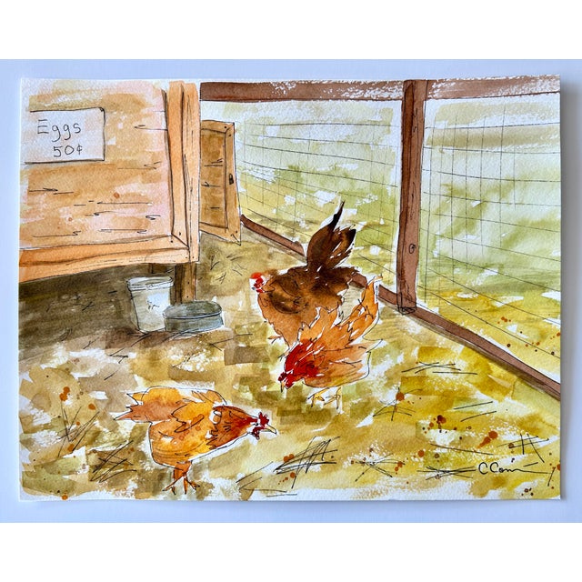 Giclee Print Watercolor Painting “Holly’s Chicken Yard” For Sale - Image 10 of 10