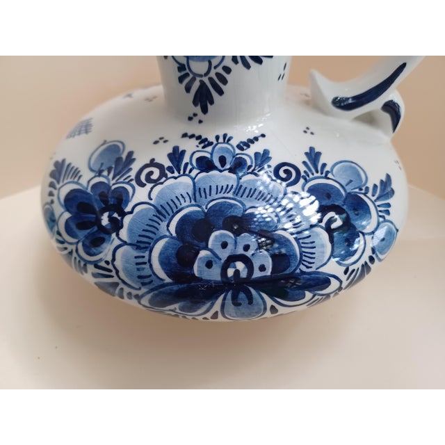 Delft Vintage Delft Holland Hand Painted Jug or Pitcher For Sale - Image 4 of 7