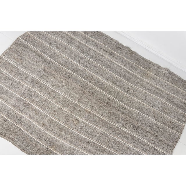 Turkish Mid 20th Century Natural Oushak Stripe Kilim Rug For Sale - Image 3 of 10