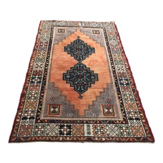 1960s Geometric Wool Turkish Oushak Rug For Sale