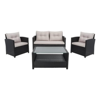 Vellor 4-Piece Living Set, Black/Light Grey Cushion For Sale