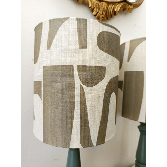 Vintage Wooden Lamps with Modern Lampshades, 1980s, Set of 2 For Sale - Image 9 of 11