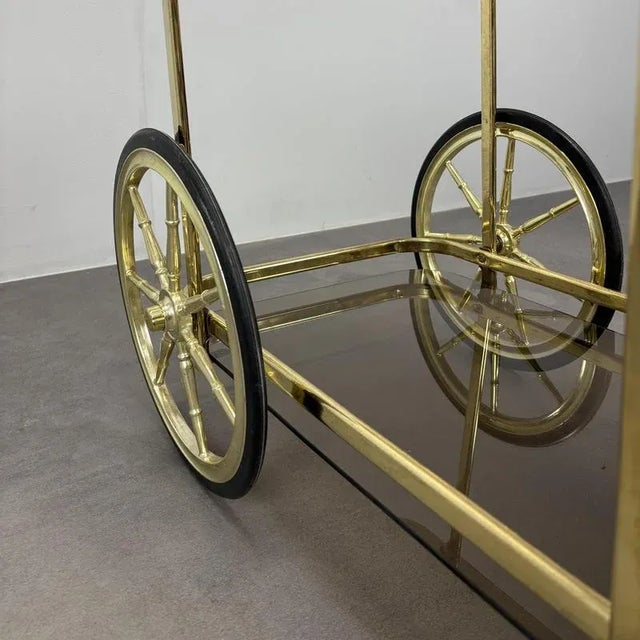 Mid-Century Modern German Brass Serving Trolley, 1970s For Sale - Image 9 of 12