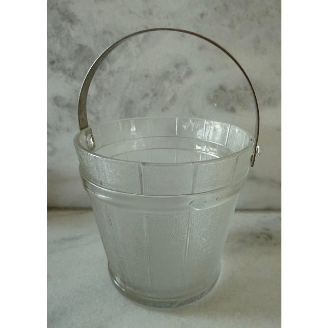 Mid-Century Modern Vintage Frosted Glass Small Ice Bucket For Sale - Image 3 of 8