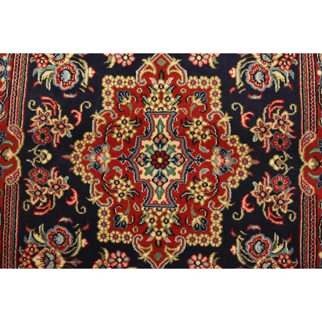 2000 - 2009 Qom Rug 2’8” X 3’11” Blue Wool Vintage Traditional Hand-Knotted Carpet For Sale - Image 5 of 10