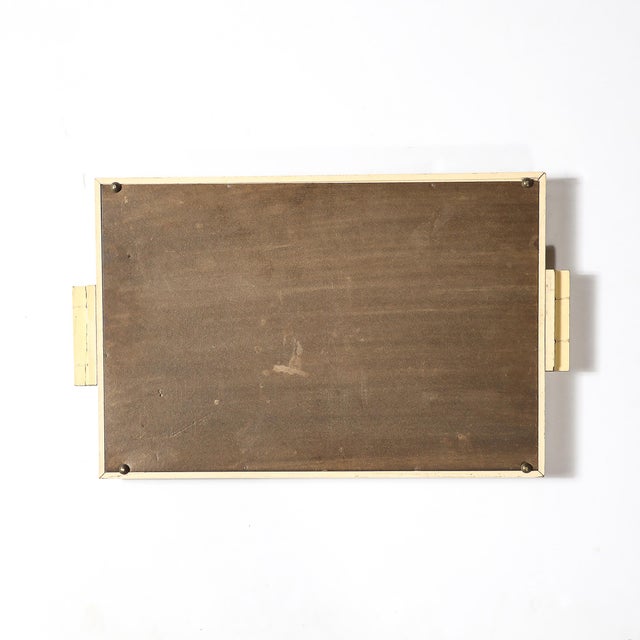 Art Deco Eglomise Cubist Graphic Geometric Motif Tray W/ Cream Lacquered Border For Sale - Image 12 of 12
