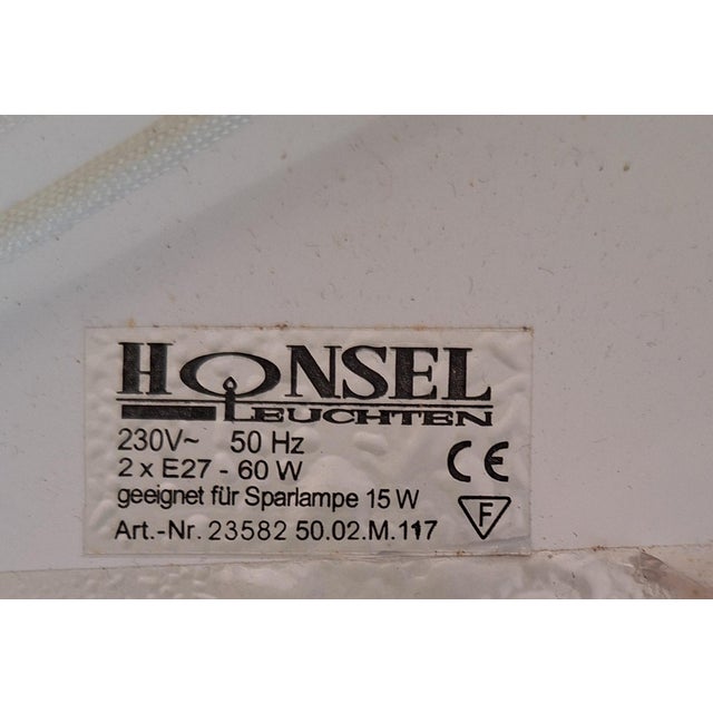 Metal Vintage Ceiling Lamp with White Frosted Glass Shade and Floral Decor by Honsel, 2000s For Sale - Image 7 of 8