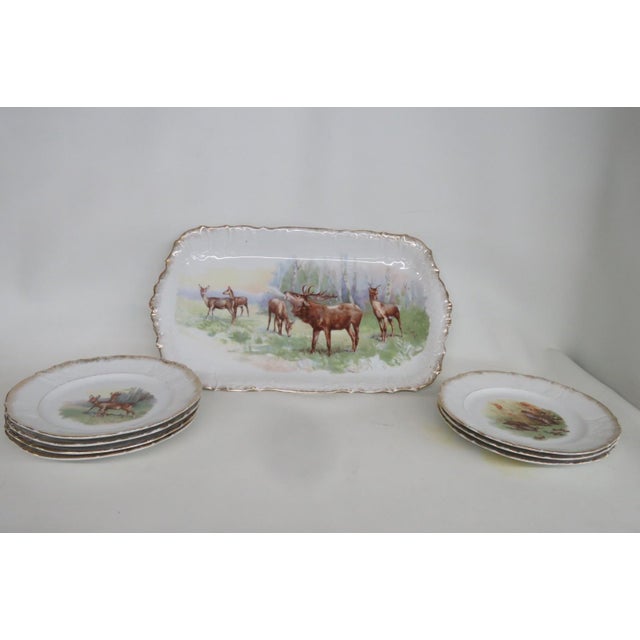 Late 19th Century Late 19th Century Joseph Schachtel Porcelain Wildlife Game Set 8pc With 7 Plates 1 Platter For Sale - Image 5 of 18