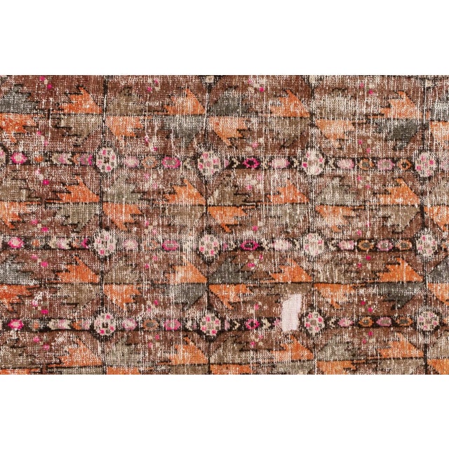 1960s Vintage Persian Handmade Brown Geometric Wool Rug For Sale - Image 5 of 11