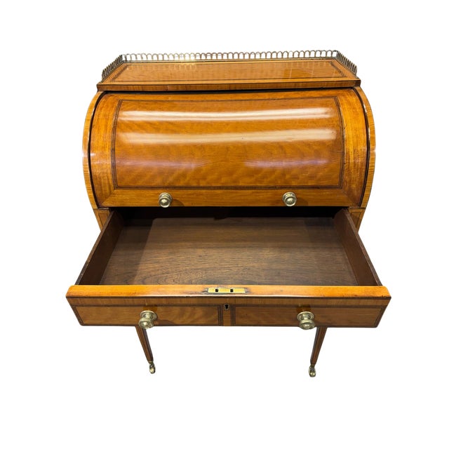 Late 19th Century English Satinwood Roll Top Desk, Circa 1890 For Sale In New York - Image 6 of 14