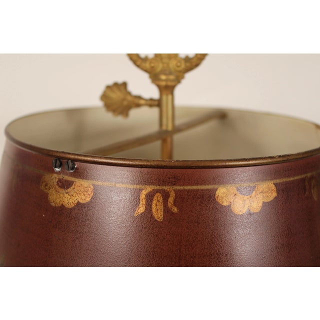 Louis XVI Style Bronze Bouillotte Lamp With Tole Shade For Sale - Image 9 of 12