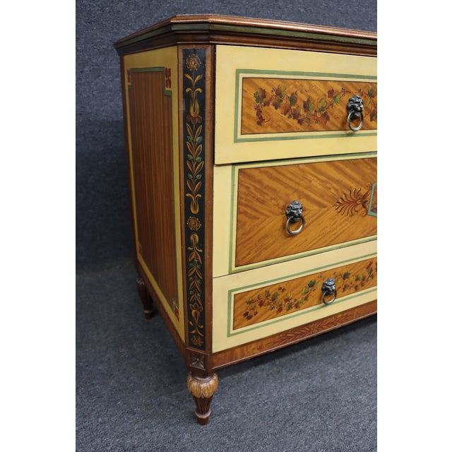 Robert W. Irwin Co. Robert Irwin Satinwood & Paint Decorated Neoclassical Dresser / Chest For Sale - Image 4 of 17