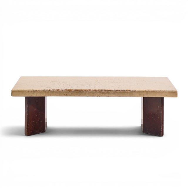 Paul Frankl for Johnson Furniture Mid Century Mahogany and Cork Coffee Table This coffee table measures: 48 wide x 24 deep...