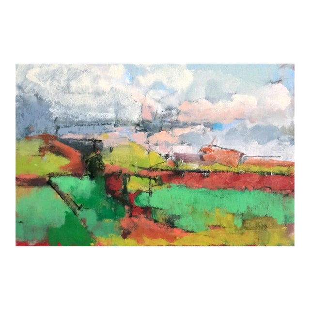 "Spring Fields" Contemporary Landscape Oil Painting by Jill Barthorpe For Sale