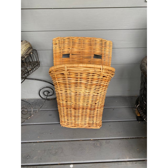 Extra Large Vintage French Wicker Rattan Wall Basket Chairish