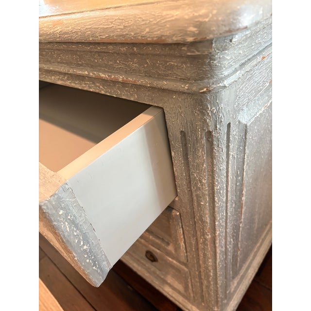 Rustic Vintage Rustic 3 Drawer Distressed Blue Gray Dresser For Sale - Image 3 of 10