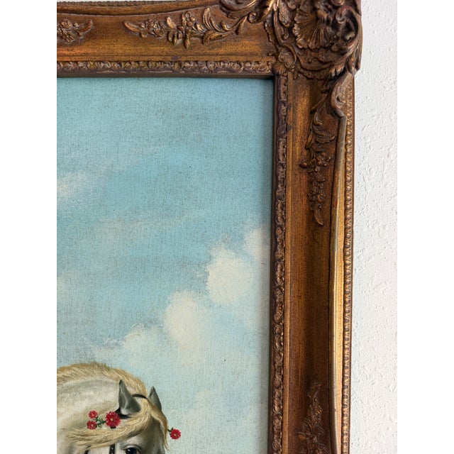 Late 19th Century Large Antique Signed European Equestrian Portrait Oil Painting Late 19th Century For Sale - Image 5 of 17