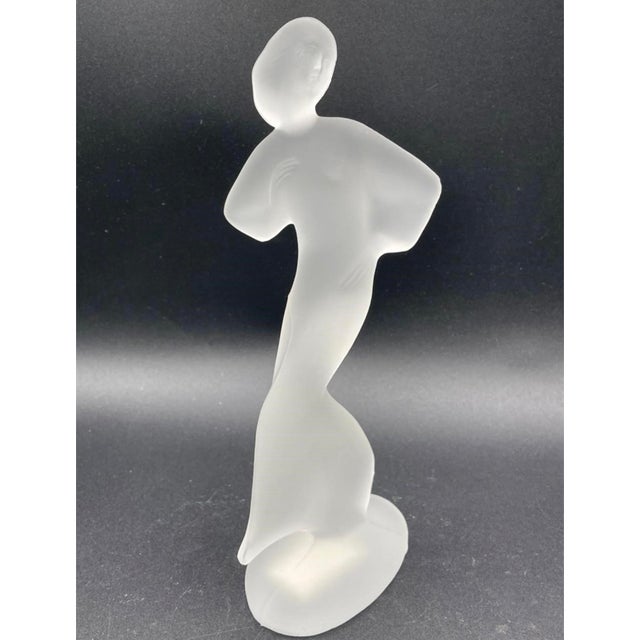 This is a beautiful frosted art glass lady figurine from the Czech Republic called “Dancing Girl”. She is in excellent...