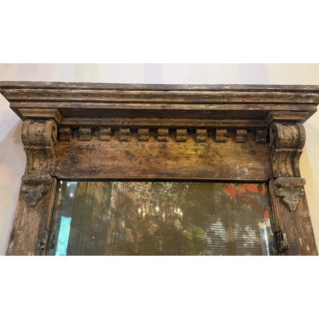 19th Century Neoclassical Pier Mirror, Distressed Wood, Circa 1880s For Sale - Image 5 of 18