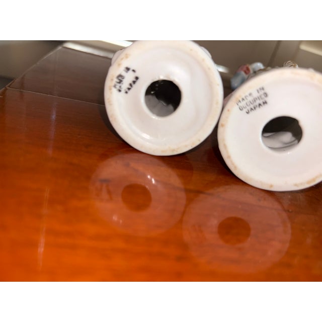 Japanese Beautiful 8” Antique Figurines Porcelain From Occupied Japan Ww2 For Sale - Image 3 of 6