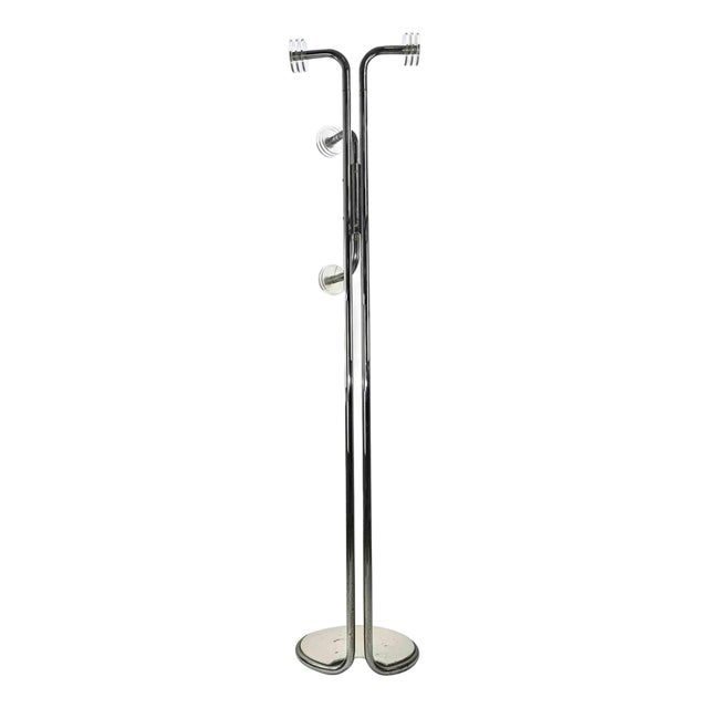Vintage Coatstand in Chromed Metal and Plastic, Italy, 1970s For Sale