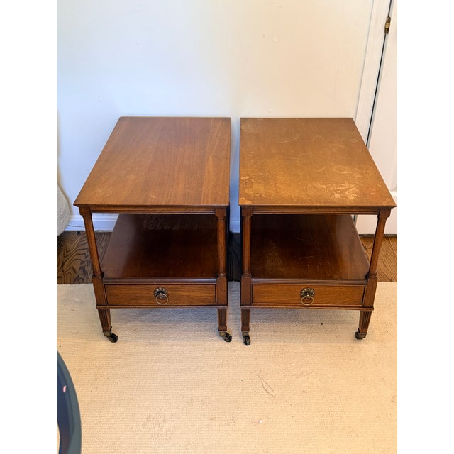 Pair of Vintage Georgetown Galleries Two Tier End Tables These tables have so much potential but the finish shows some...