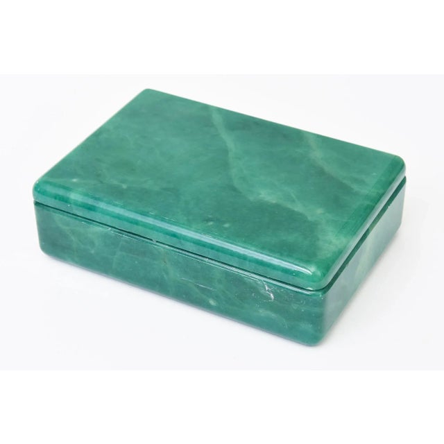 Italian Alabaster Swivel Box Emerald Green 1960's For Sale - Image 4 of 11
