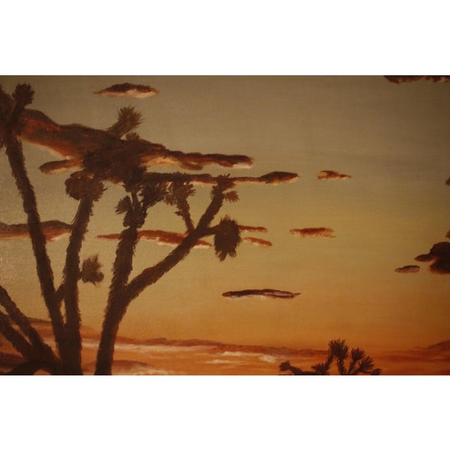 Original Landscape Oil Painting Depicting a Desert Sunset and Joshua Trees, Circa 1960s in Wood and Gold Frame For Sale - Image 15 of 17