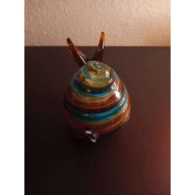 Green 1980s Multicolor Art Glass Snail Figurine For Sale - Image 8 of 8
