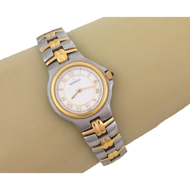 Late 20th Century Movado Stainless-Steel Two Ladies Wristwatch Quartz For Sale - Image 5 of 6