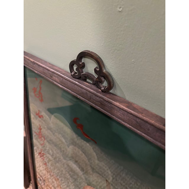 Pair of Chinese Reverse Glass Paintings — Republic Period, Circa 1938–1946 — Longevity & Domestic Harmony For Sale - Image 13 of 13