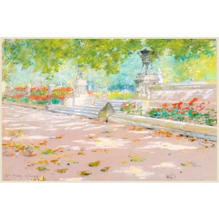 1887 Terrace, Prospect Park Impressionist Garden Art Print by William Merritt Chase - 12" X 8" For Sale