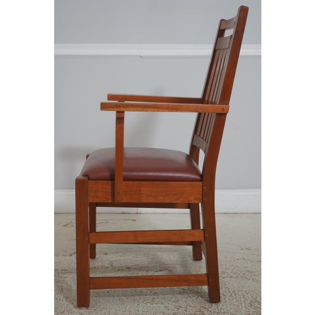 Mission Set of 6 Mission Style Leather Seat Dining Chairs For Sale - Image 3 of 18