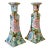 1980s Vintage Chinoiserie Boho Chic Hollywood Regency Peony Candleholders - A Pair. For Sale