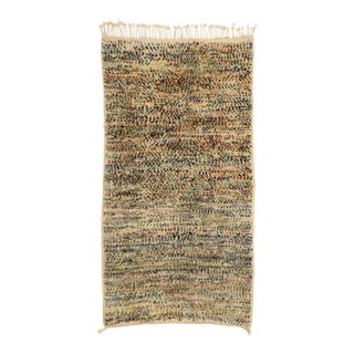 Abstract Hand-Knotted Moroccan Wool Rug | 6'11" X 3'8" | One of a Kind For Sale